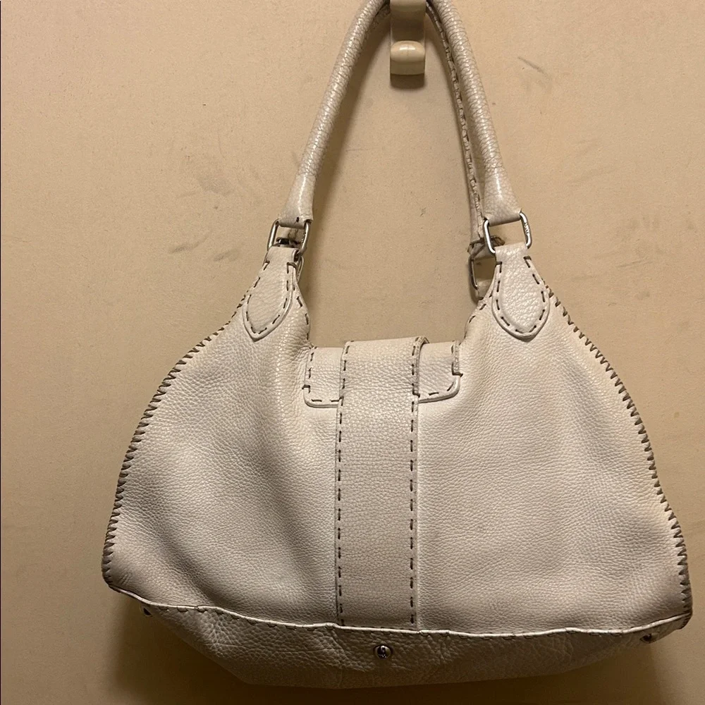 Fendi selleria authentic 925 vintage pebble leather vintage Cream Handbag - Picture 4 of 15